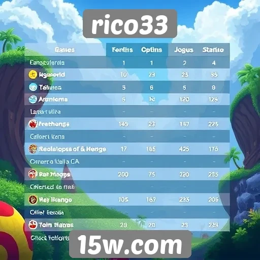 Comparação de jogos oferecidos no rico33 e concorrentes